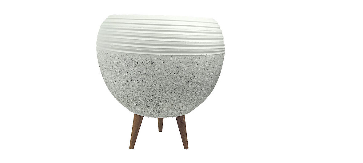 Ev Dekorasyon  Beyaz Granit Küp Saksı Saksılık Salon Çiçeklik Büyük Boy 3 Ayaklı